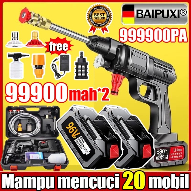 kotak peralatan gratis BAIPUXI Alat cuci mobil High pressure cleaner 2 baterai 288bar 399vf 180000kp