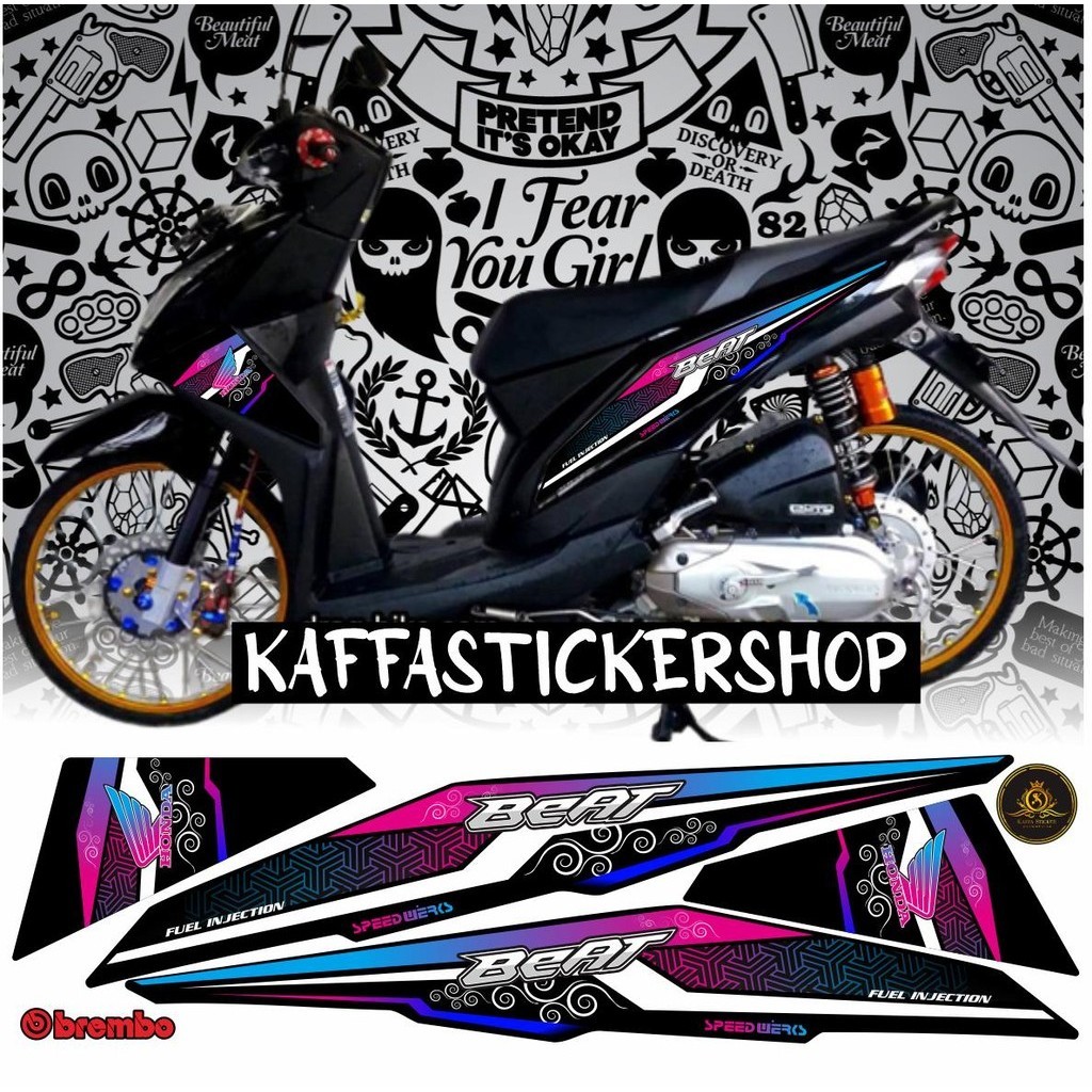 POLET STRIPING BEAT FI INJEKSI STICKER LIST BODY MOTOR BEAT FI STIKER LIST VARIASI POLET HITAM VARIA