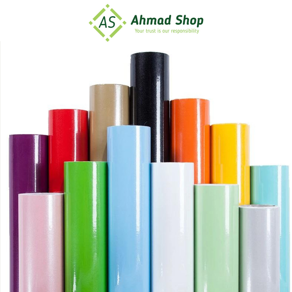 Wallpaper Furniture Polos Cabinet Glossy (Bukan Alumunium) Putih Stiker Anti Minyak Sticker Air Lema