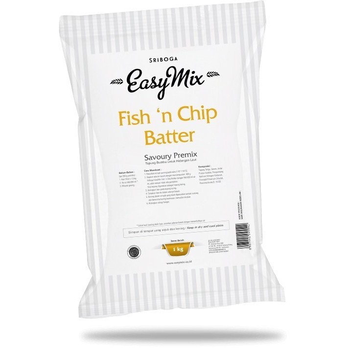 

Tepung Easy Mix Fish n Chip Batter 1kg Sriboga Premix Fishandchip