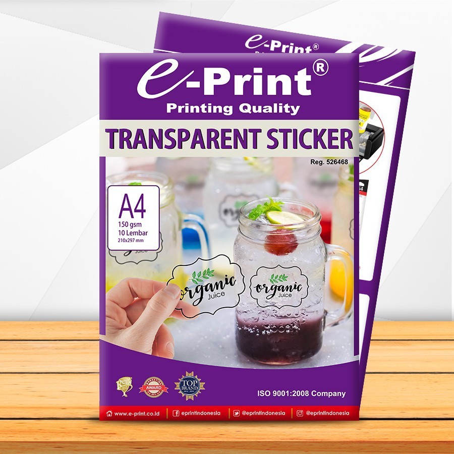 

Kertas Stiker Transparan Ukuran A4 150gsm 10lembar e-Print