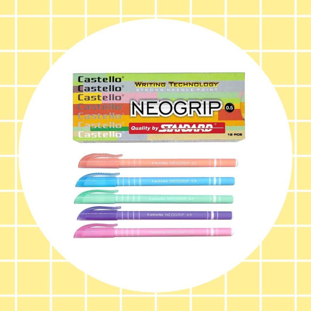 

Pulpen Castello Neogrip 0.5 (12Pcs) || Bolpoint Standard Murah