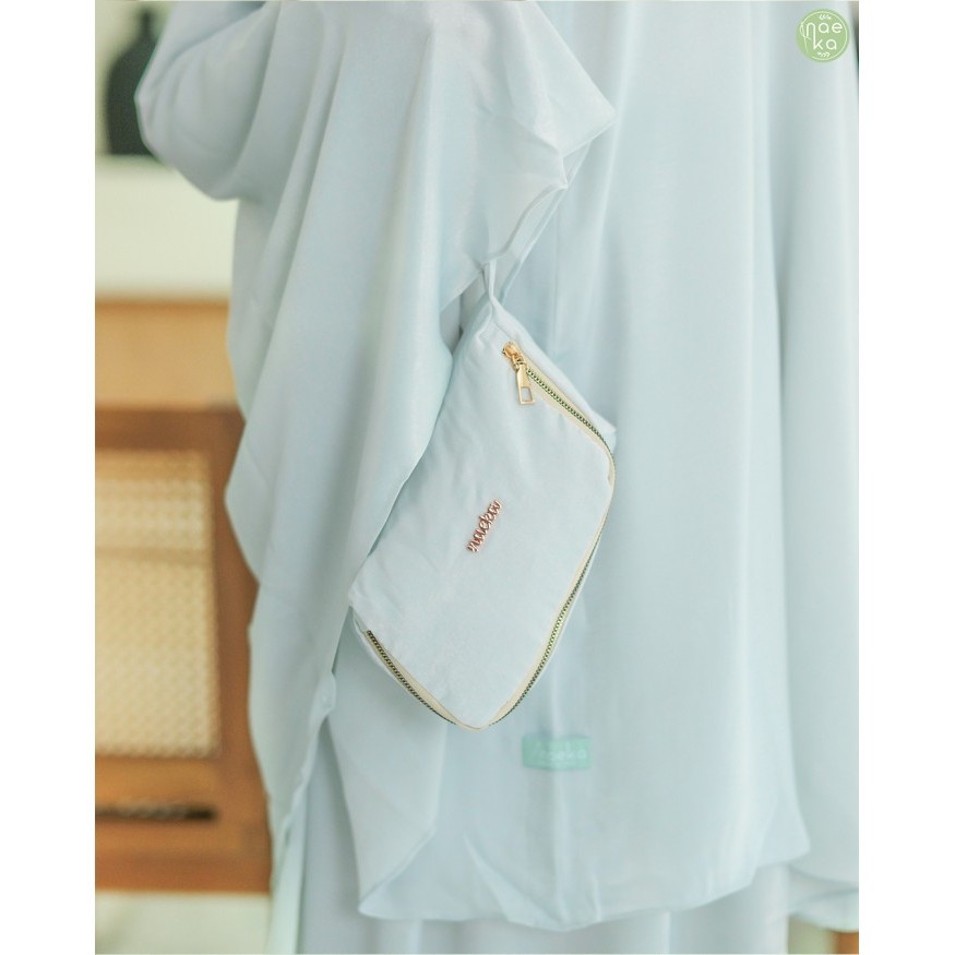 Mukena Thalia Naeka 2in1 Basic Silk Polos with Box - Ice Blue