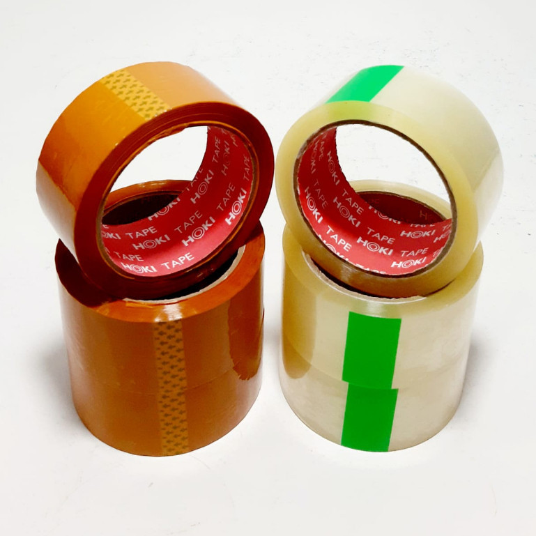 

Harga Grosir (6pcs) Lakban Tape Hoki Coklat Dan Bening 2inch x 45mm x 72yard