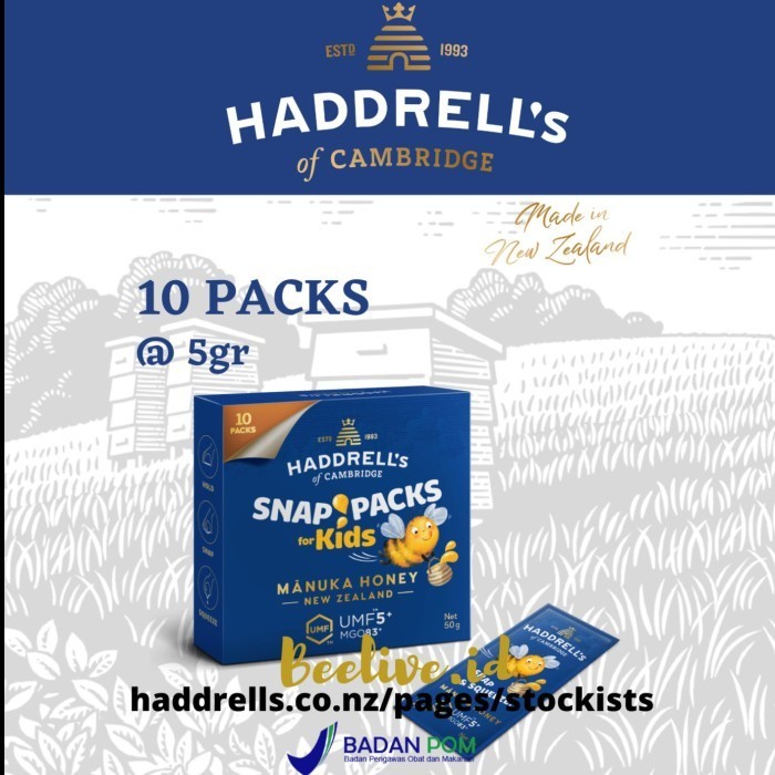 

RB Haddrells Snap Pack Kids Manuka Honey UMF 5+ Travel pack Sachet On The Go
