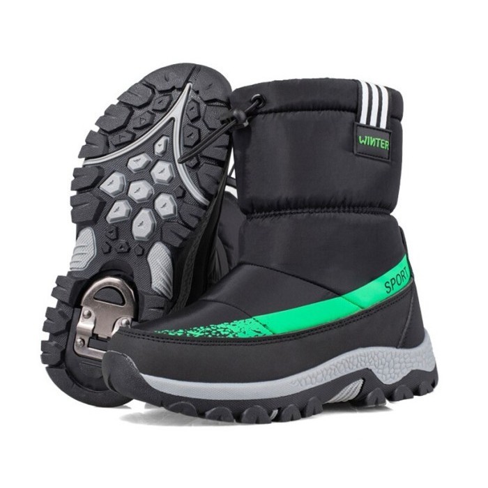 Sepatu anak boots anak laki dan perempuan winter  - Hitam-hijau, 37