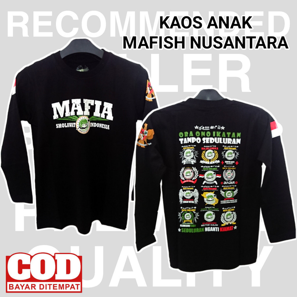 Kaos Mafish Anak Panjang / Kaos Mafia Sholawat Anak / Kaos Mafia Sholawat Anak Anak / Kaos Anak Mafi