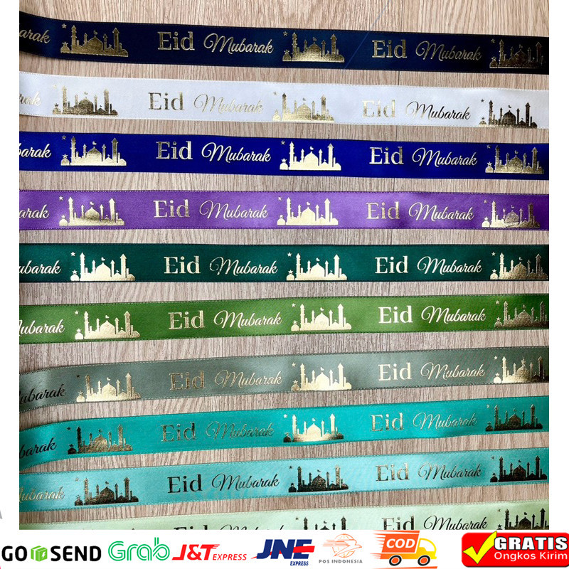 

5 Meter Pita Idul Fitri 2,5 cm Pita Lebaran Premium Pita Box Lebaran 2,5 cm (BUKAN 1 ROLL)