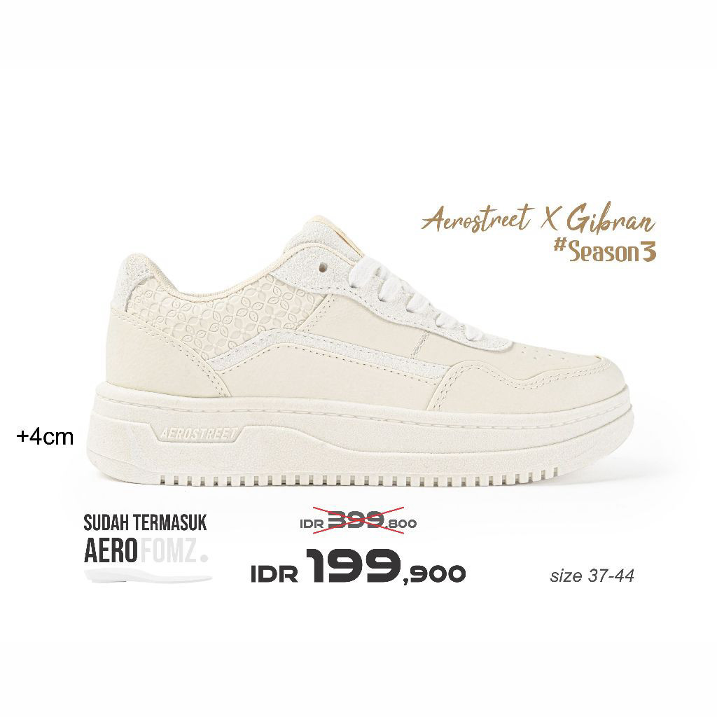 Aerostreet X Gibran 3 37-44 Natural Natural Emas - Sepatu Sneaker Casual