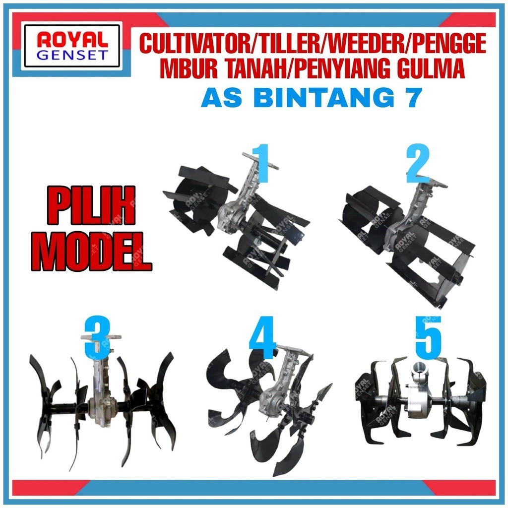 Alat Penggembur Tanah 7T Penyiang Gulma As Bintang 7 Cultivator Weeder Tiller