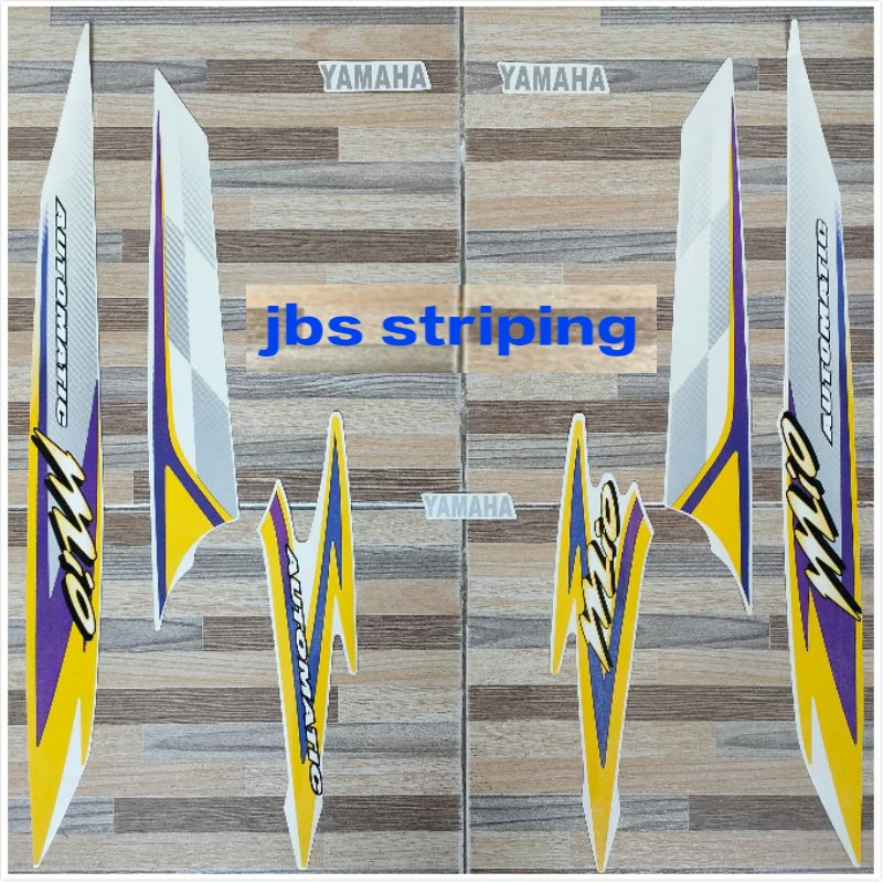 Stiker mio sporty striping Yamaha Mio sporty smile putih kuning tahun 2003 2004