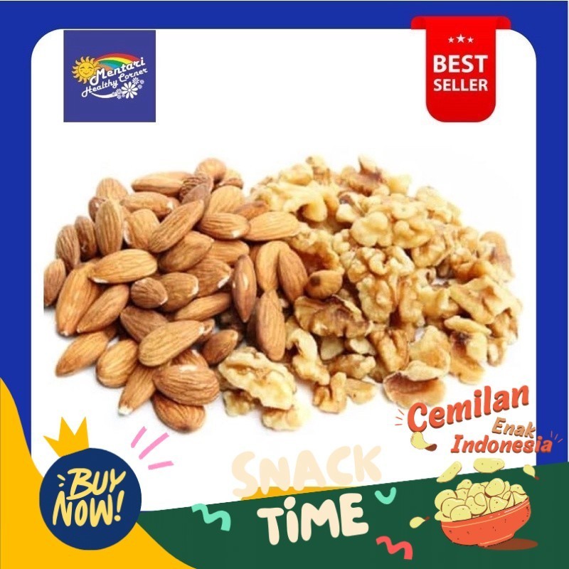 

Special Diskon Roasted Duo Mix Nut Almond Walnut 300Gr / Duo Mix Nut Kacang Almond Walnut Panggang 300gram