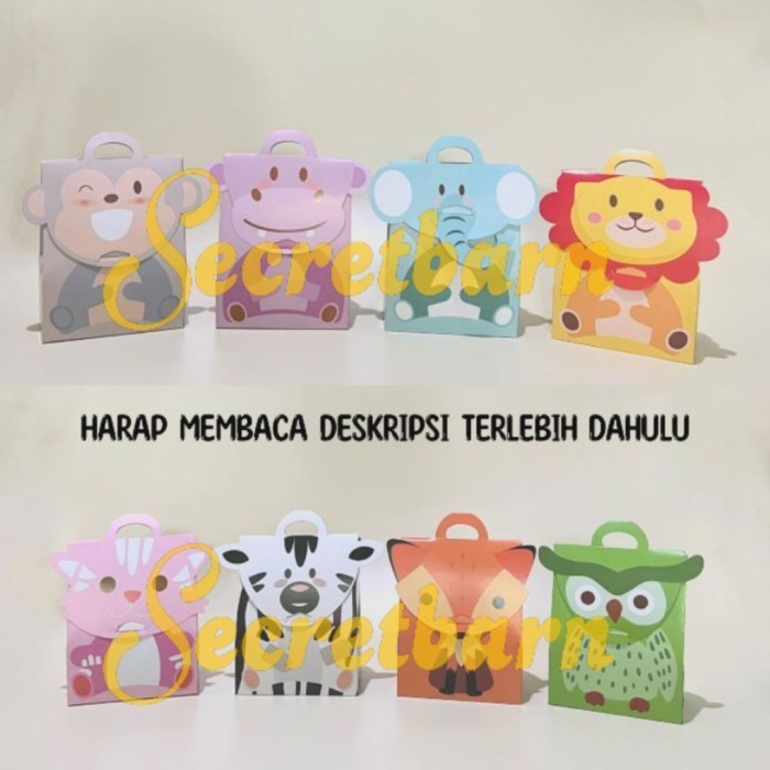 

Goodie bag ultah ANIMAL box bingkisan tas snack ulang tahun anak - monyet