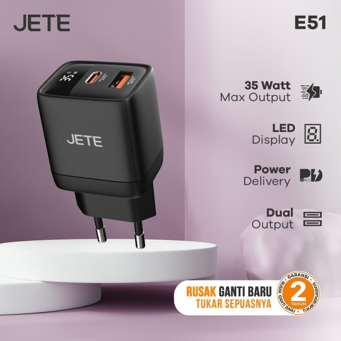 JETE E51 Charger 35W Power Delivery 2 Port USB TypeC Garansi 2th