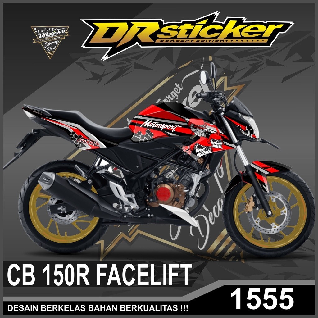 Decal Costum Sticker CB 150R FACELIFT Full Body Desain Metal Mulisha Skull Tengkorak Stiker Laminasi