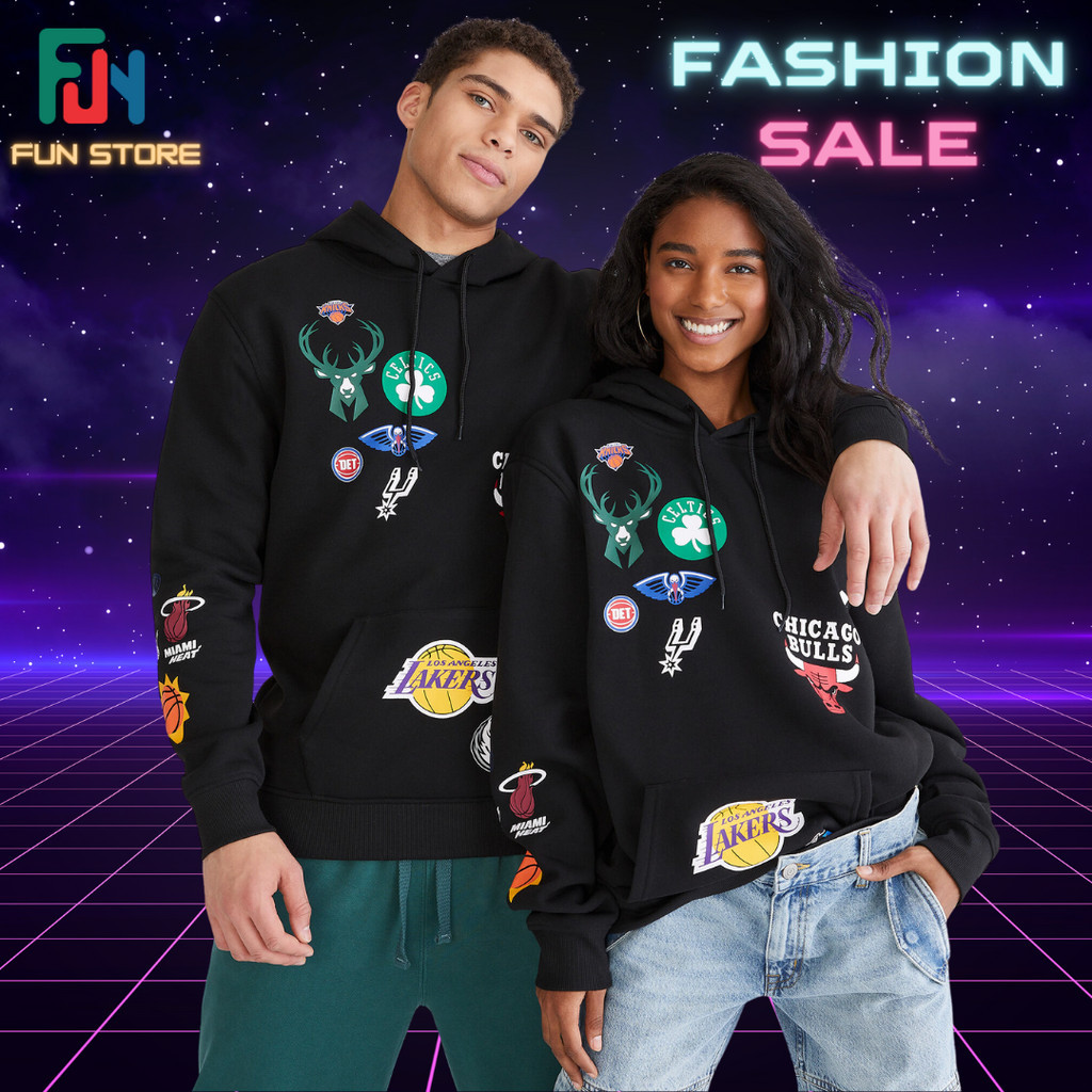 Hoodie nba Basketball Hitam Black pria wanita 2024 oversize S M L 3Xl 4Xl 5XL XL 2XL Bahan Fleece Pr