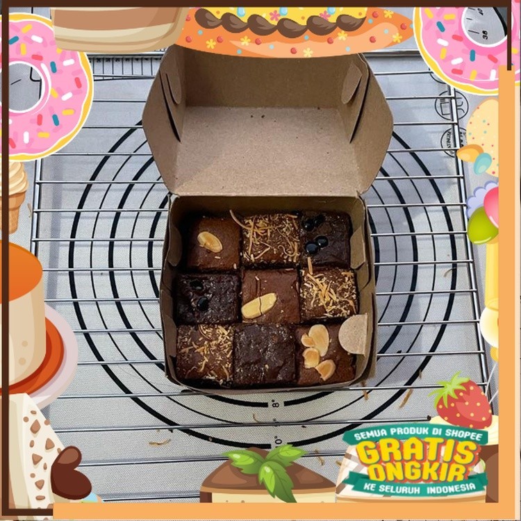 

Brownies Fudgy Kue Panggang 4 Rasa 1 Box Isi 9pcs Home Made RINSBAKED/ King J Snack