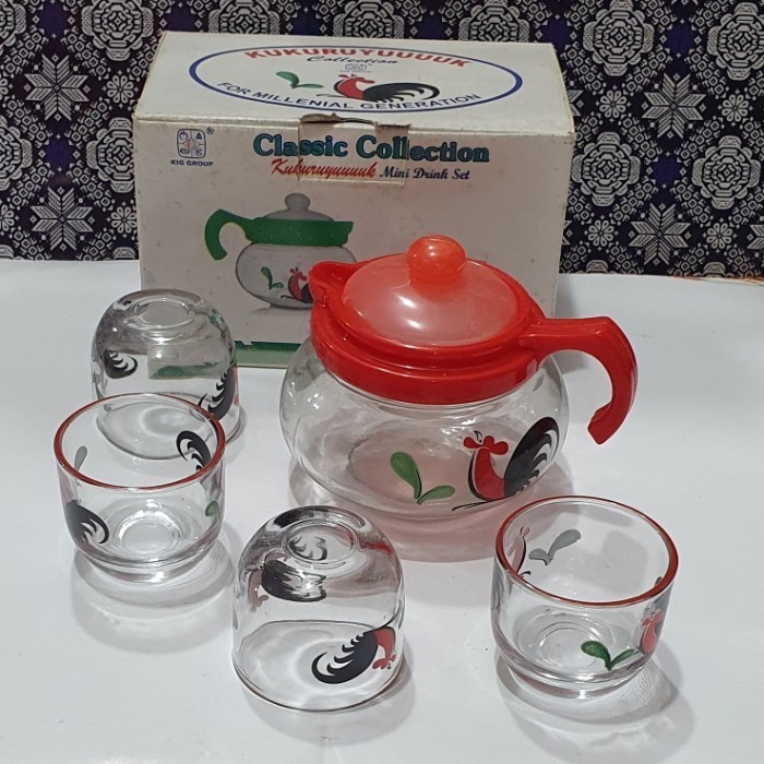 Gelas set kaca teko plus 4pcs gelas mini / bisa untuk kado