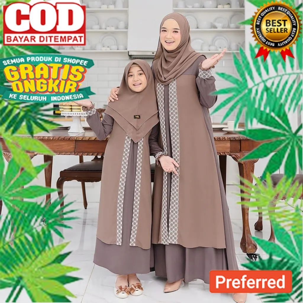 HAZZAFA COUPLE MOM & KIDS - ethica sarimbit terbaru 2024 -  Gamis Sarimbit Ibu Dan Anak Perempuan Se