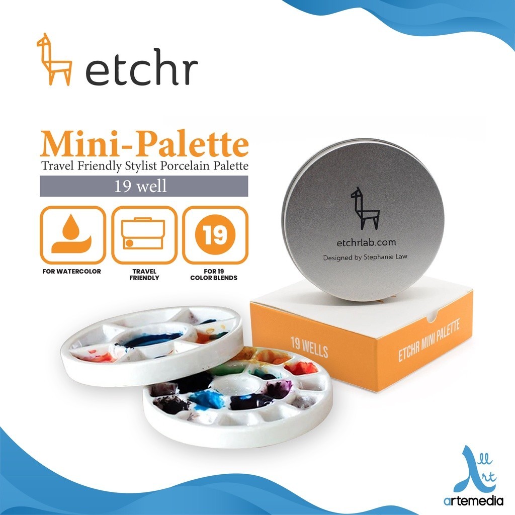 

Etchr 19 Wells Porcelain Palette Mini Palet Lukis Porselen