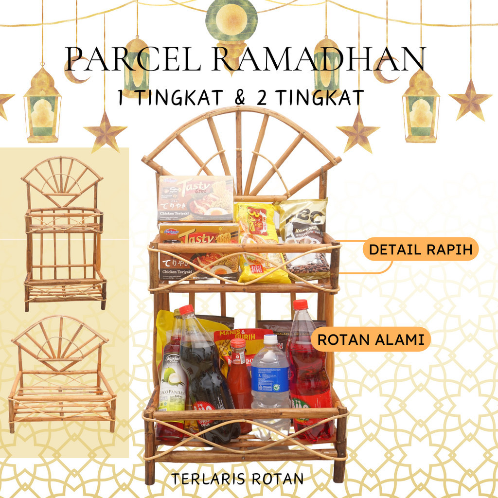 Keranjang Susun Parcel Rotan untuk hampers dan hadiah lebaran