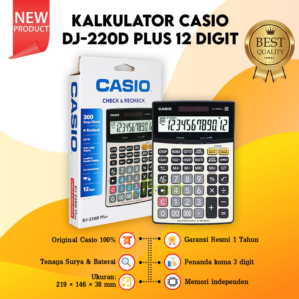 

Calculator Casio DJ 220D Kalkulator Plus 12 Digits Desktop Check & Correct Original New