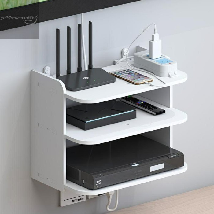 Rak Dinding Gantung Set Top Box TV Router Wifi dan DVD player 3 Susun