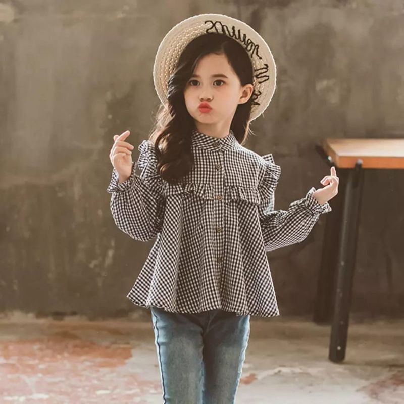 BLUS ANAK PEREMPUAN MODEL CANTIK(2-12thn)motif kotak-kotak