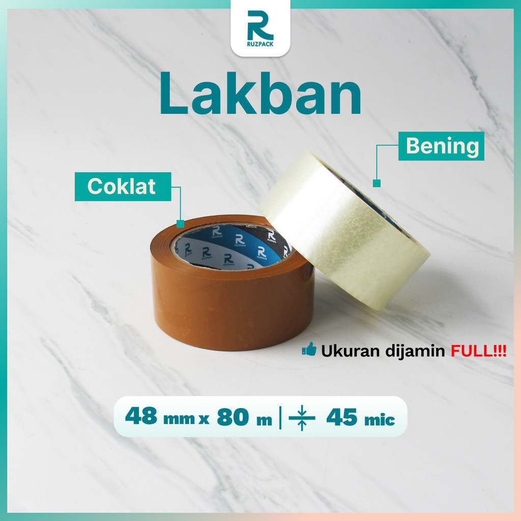 

Lakban FULL 48 mm x 80 Meter 2 Inch Bening Coklat Isolasi Selotip Plakban Tape Clear Ruzpack