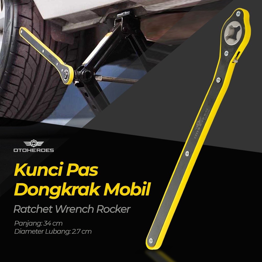 COD - ORIGINAL PREMIUM QUALITY Kunci Dongkrak Mobil Pas Peralatan Mobil Ratchet Wrench Rocker  - Black