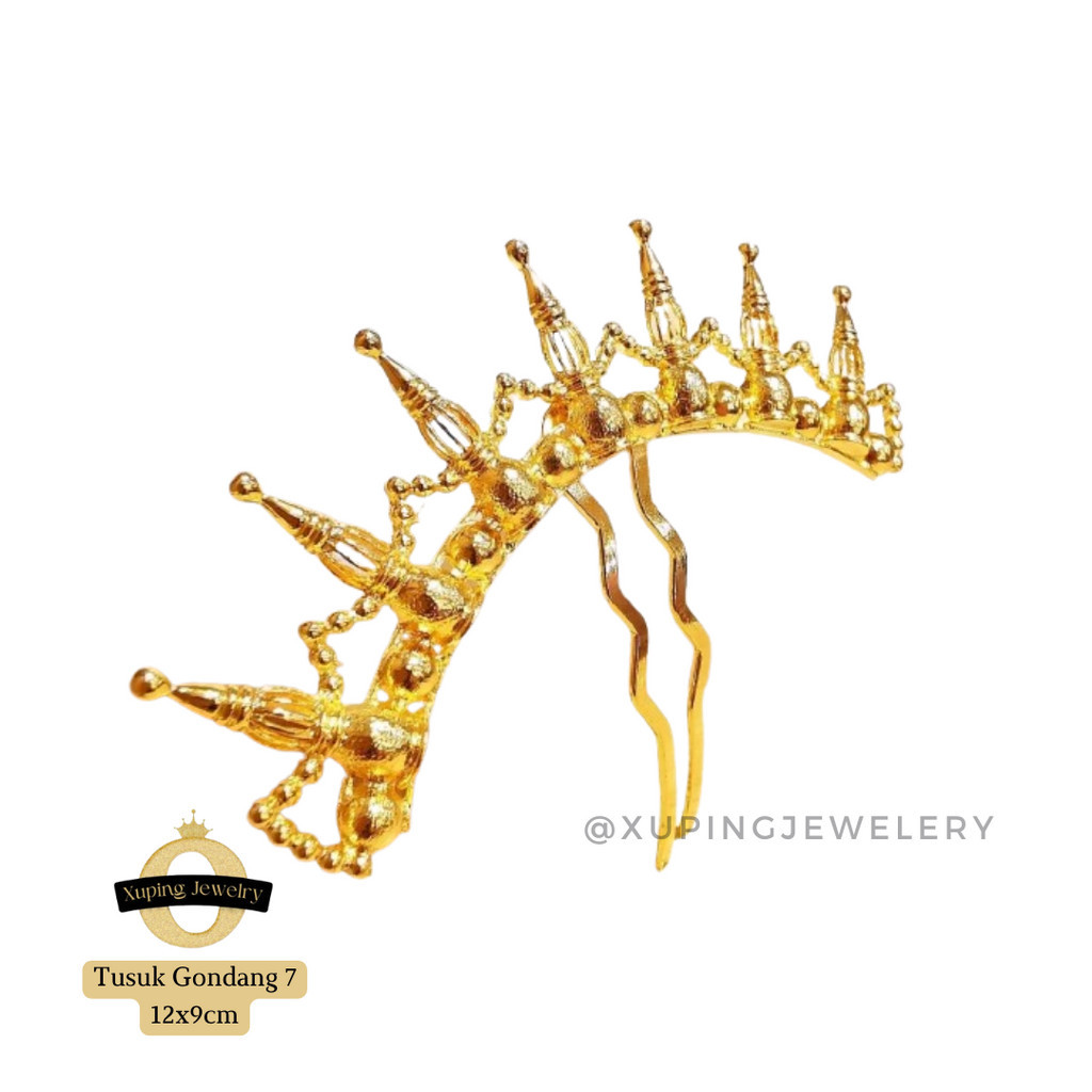 XUPING JEWELRY Tusuk Gondang 7 Tusuk Sanggul Lapis Emas Replika Tusuk Konde Rambut Batak