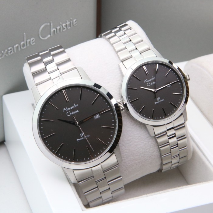 ALEXANDRE CHRISTIE AC1007 / AC 1007 SILVER BLACK COUPLE ORIGINAL