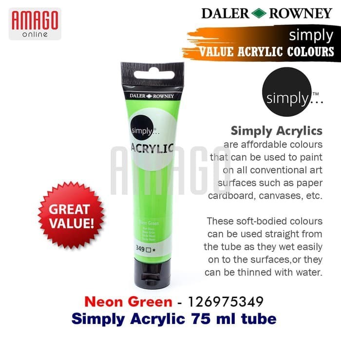 

DALER-ROWNEY Simply Acrylic Paint 75 ml - Neon Green - 126975349