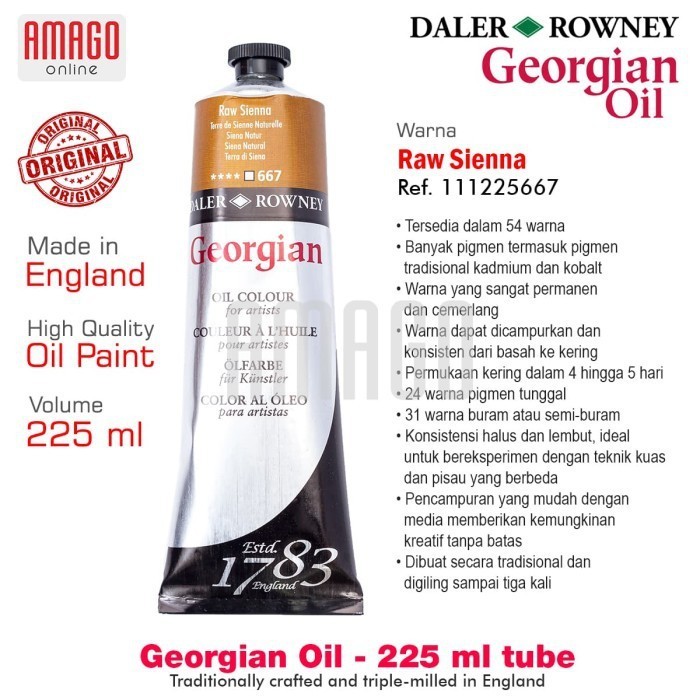 

Cat Minyak Lukis DALER-ROWNEY Georgian Oil Paint 225 ml - Raw Sienna - 111225667