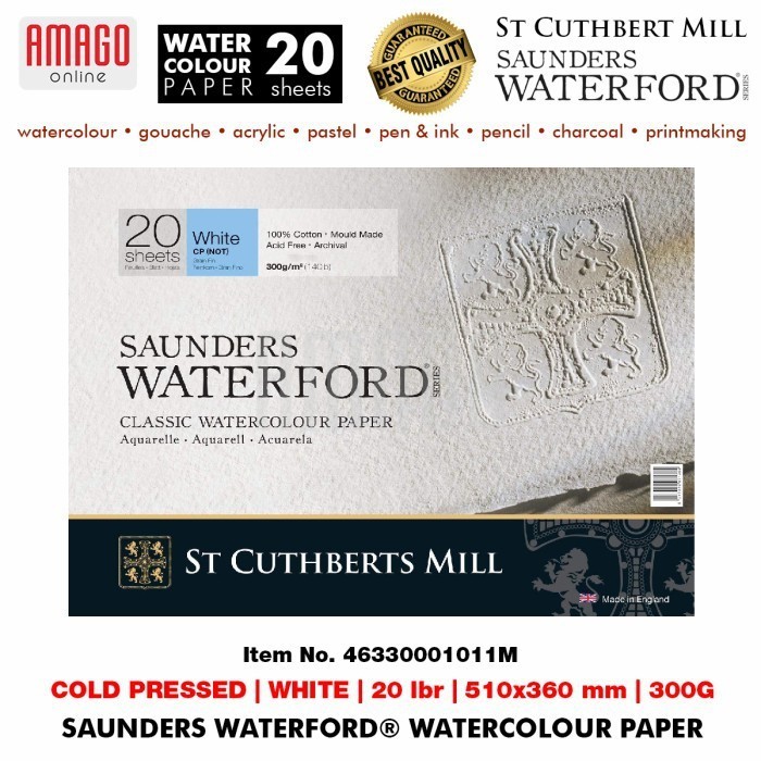 

SAUNDERS WATERFORD Watercolour Paper - Cold Pressed - 300g - White - 20 lbr - 510x360 mm