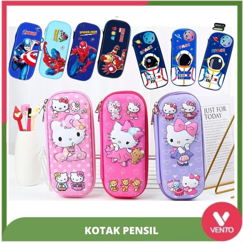 

[VENTO]Kotak Pensil Anak 3D Timbul Tempat Pensil Anak Karakter Spiderman, Frozen, Rocket, Ponny Cute Pensil Case Termurah