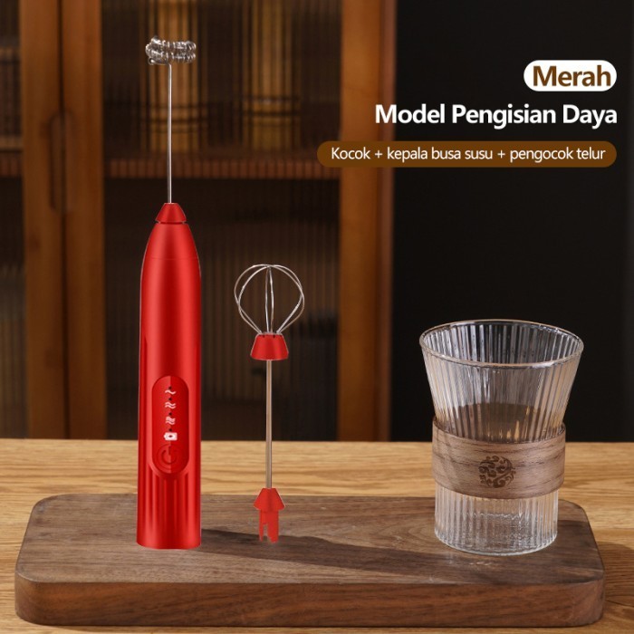 Hand Mixer Mini Pengaduk Kopi Elektrik Kocokan Kopi Pengaduk Minuman - Hitam