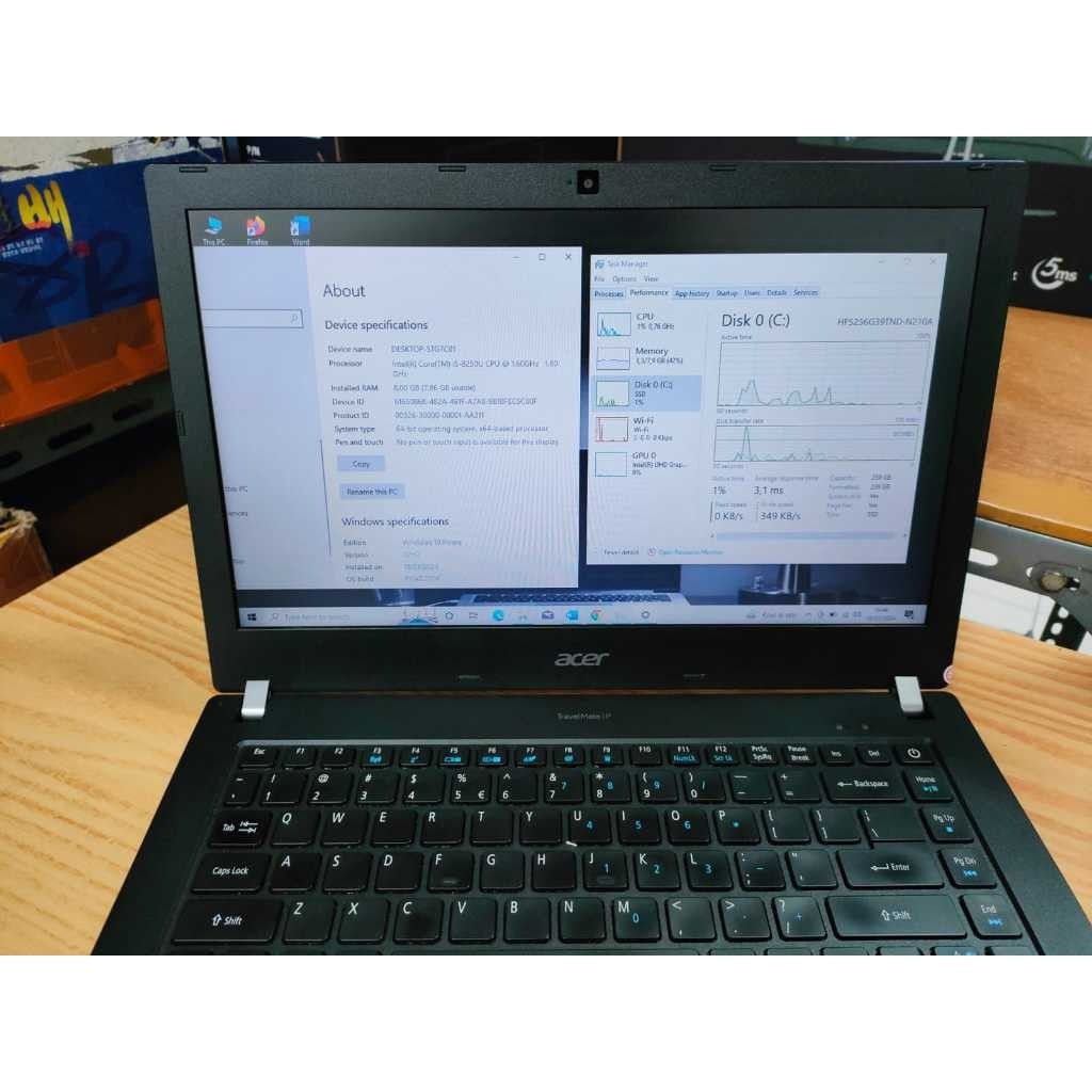 Laptop ACER TravelMate P449 G3 M i5 8250U Ram 8GB SSD 256GB Fingerprint Second