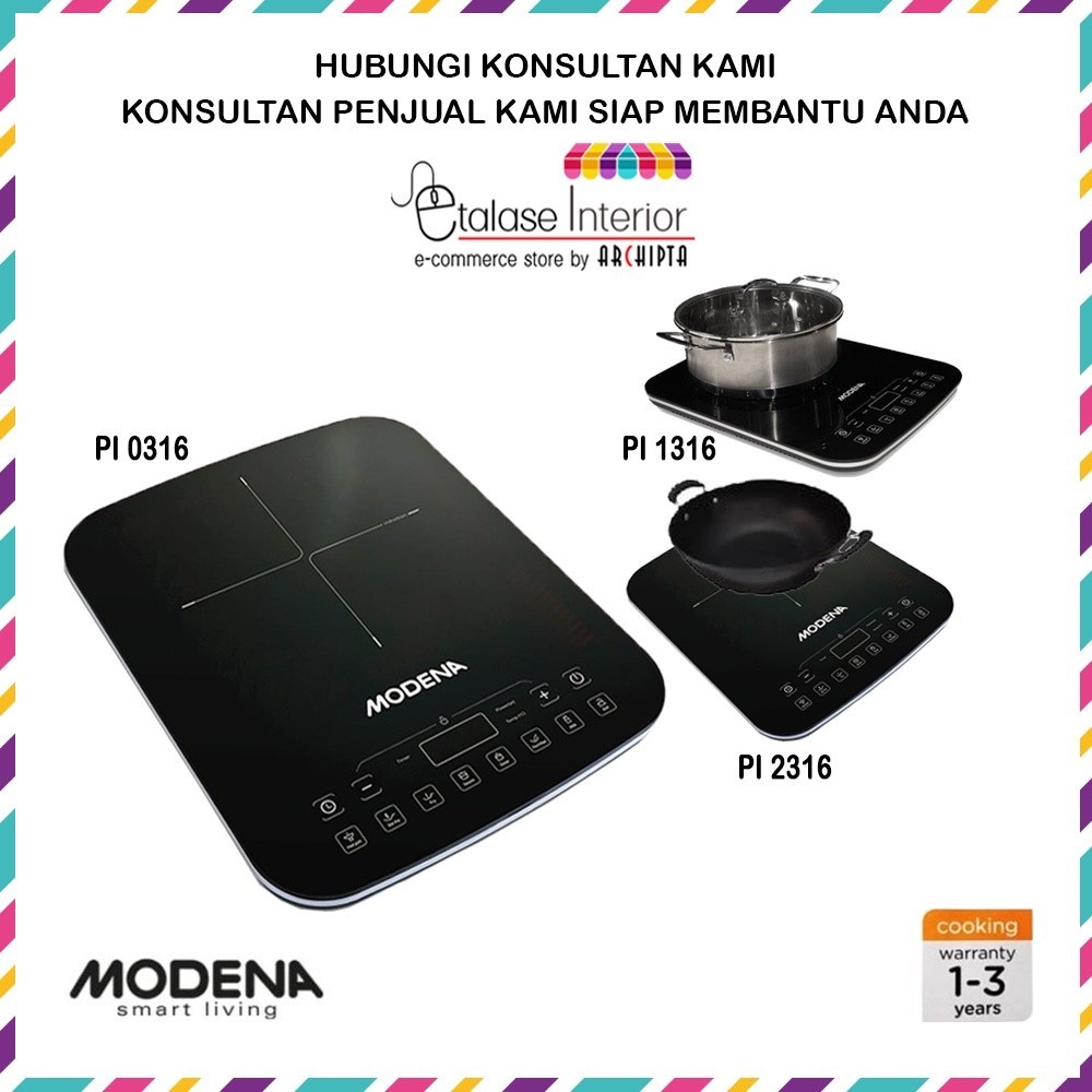 Modena - Kompor Listrik Induksi Portable 1 Tungku Essente PI 0316, 1316, 2316