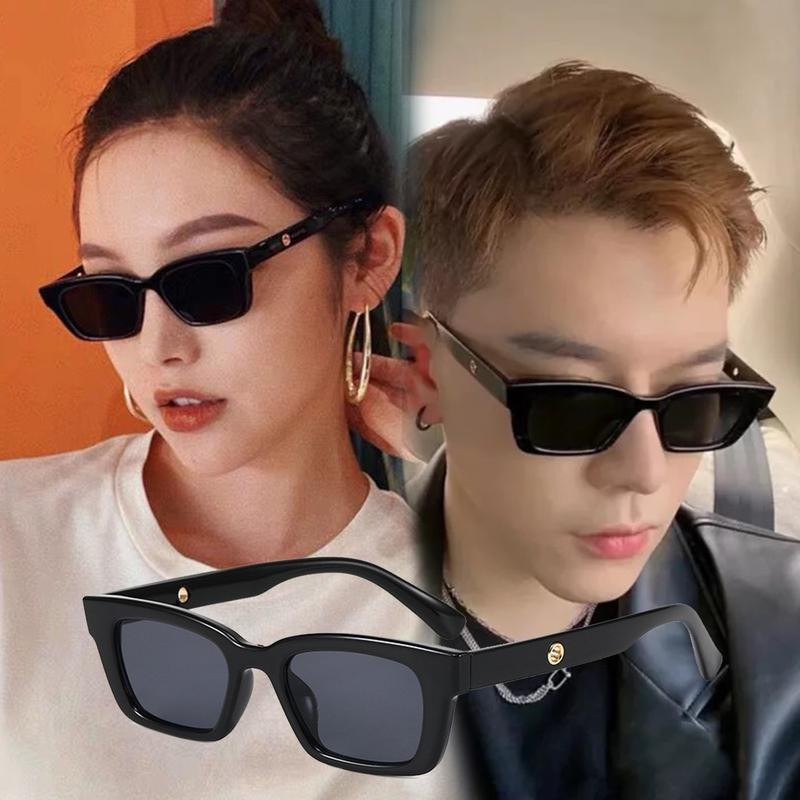 Kacamata Hitam Pria Wanita Dewasa Sunglasses Eyewear Putih Silver Korea Style Lensa Kotak Persegi Pl