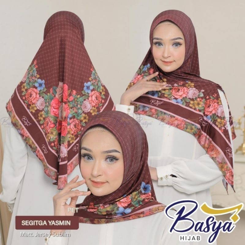 (BASYA SUBLIM) SEGITIGA PET YASMIN•hijab instan segitiga motif•kerudung instan dewasa pet•jilbab ins