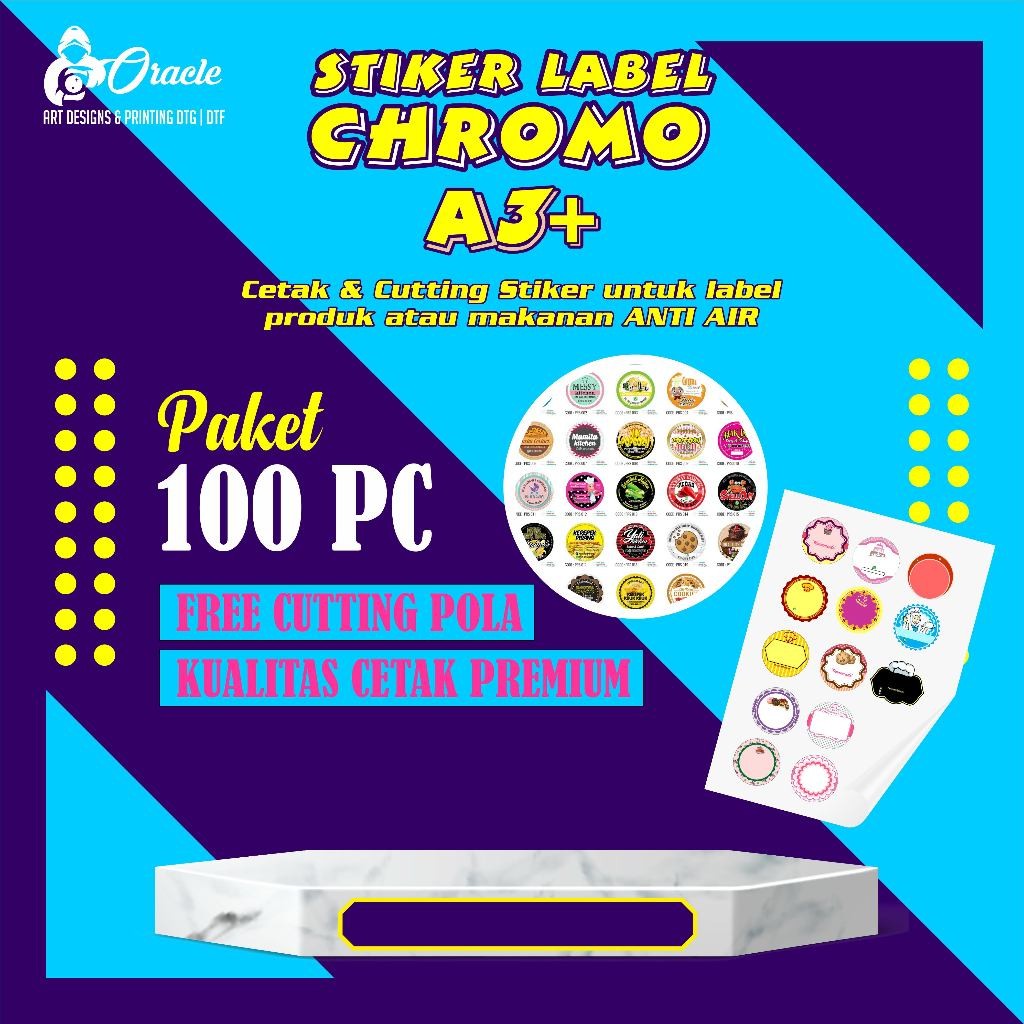 

(PAKET 100 PC) Sticker Pack Label Kemasan Bahan Chromo