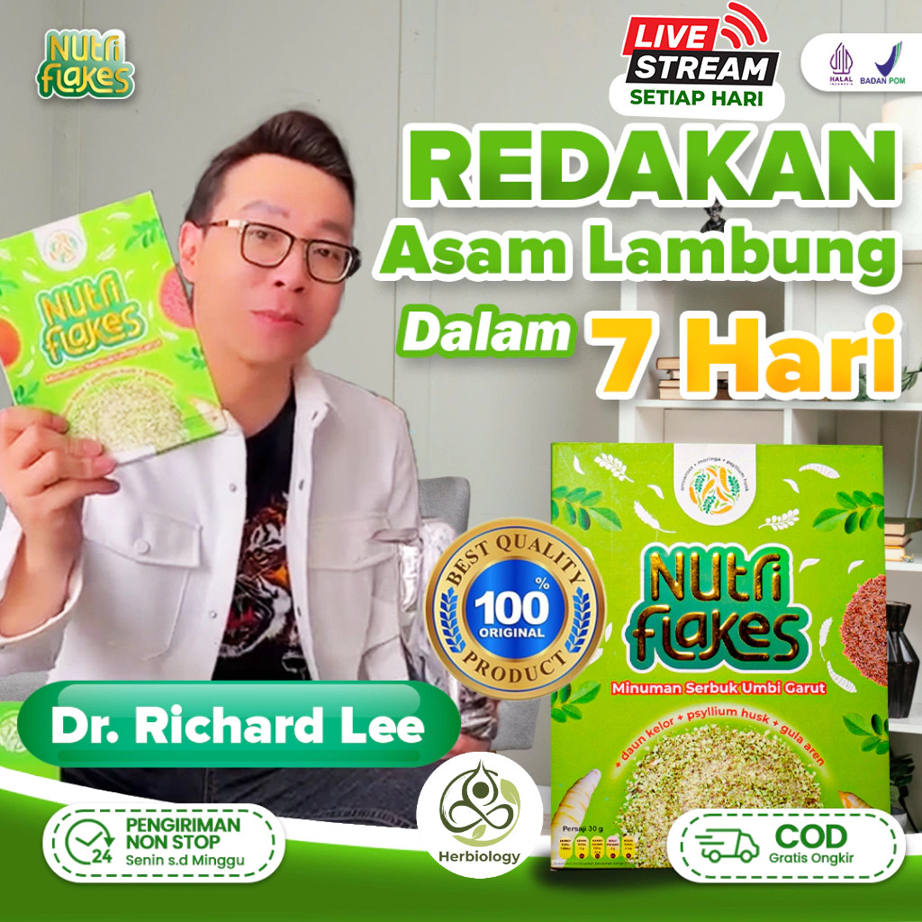 

Nutriflakes Paket 1 Box Minuman Serbuk Umbi Garut Atasi Gerd - Isi 280 Gram Herbilogy_ Paket 1 Box