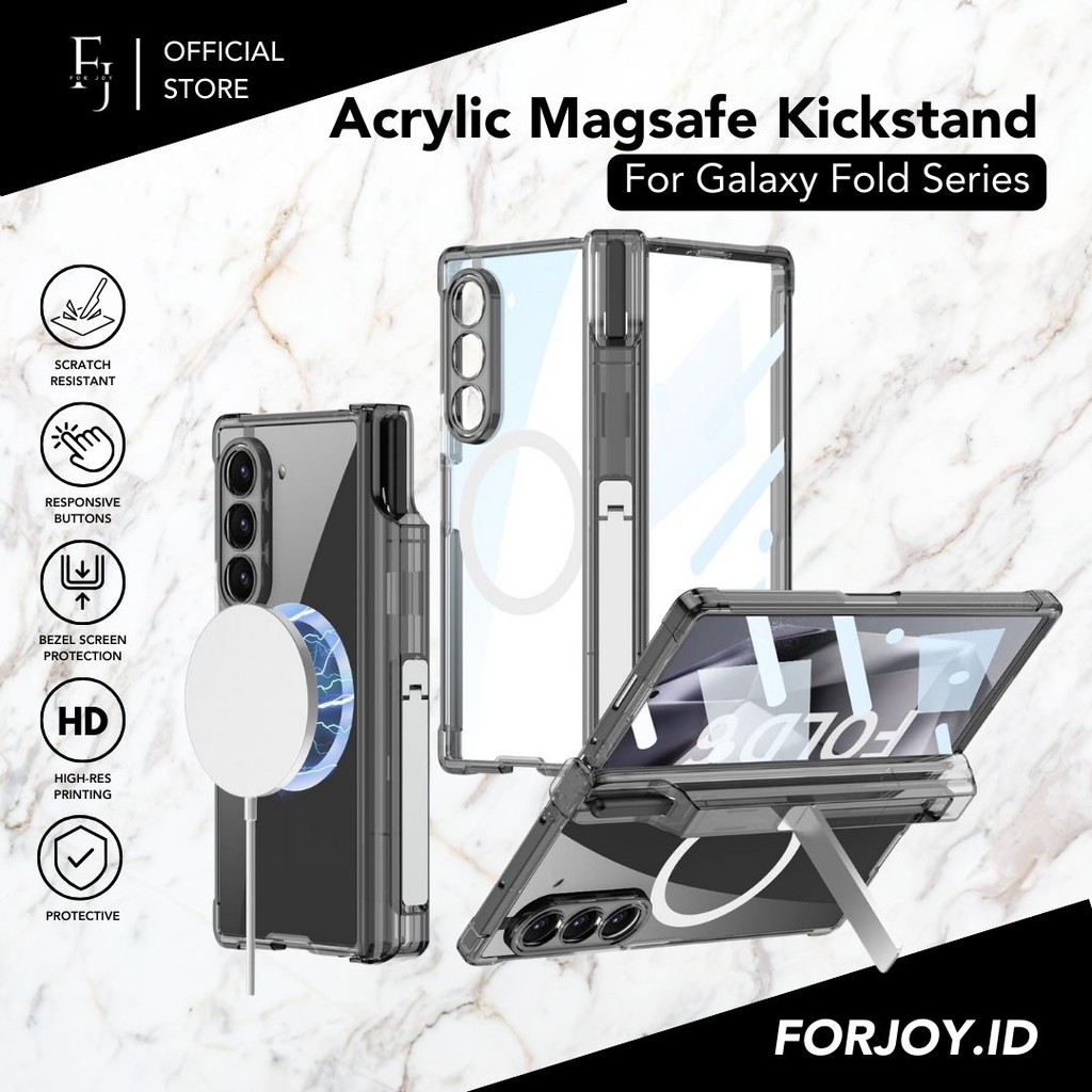 Case Samsung Galaxy Z Fold 7 / Z Fold 6 / Z Fold 5 Clear Wireless Charger Support Kickstand With Slo