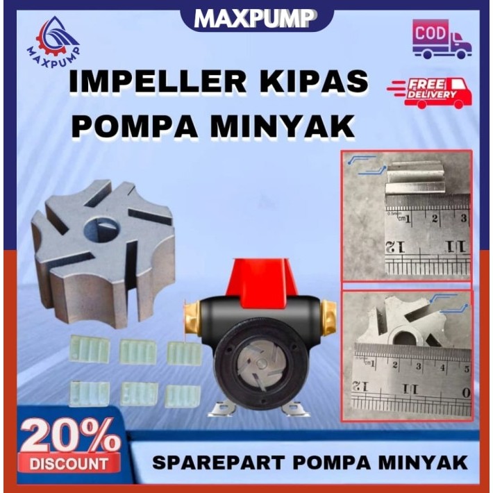 Kipas Impeller Pompa Solar Dc 12 24V AC 220V Baling Kipas Pompa Minyak