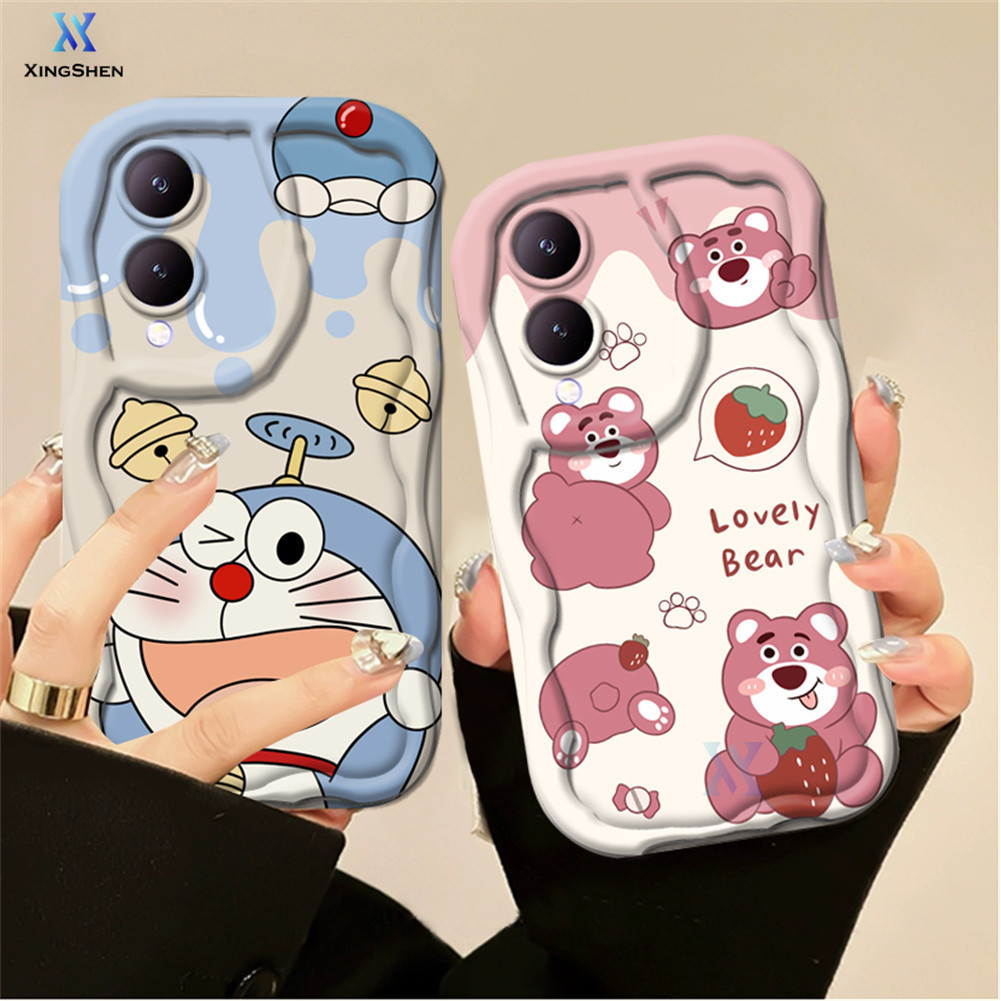 Casing hp Vivo Y17s Y36 Y27 Y02T Y20 Y02A Y35 Y12s Y11 Y17 Y16 Y21 Y15 Y12 Y30i Y22 Y15s Y20s Y22s Y21A Y12i Y21s Y15A Y33s Y91C Simple and cute cartoon cartoon Doraemon Strawberry Bear Wave Edge Soft TPU Phone Case XingShen