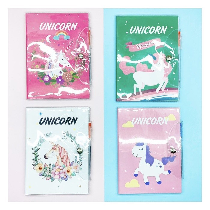 

Buku tulis unicorn + pen sampul mika