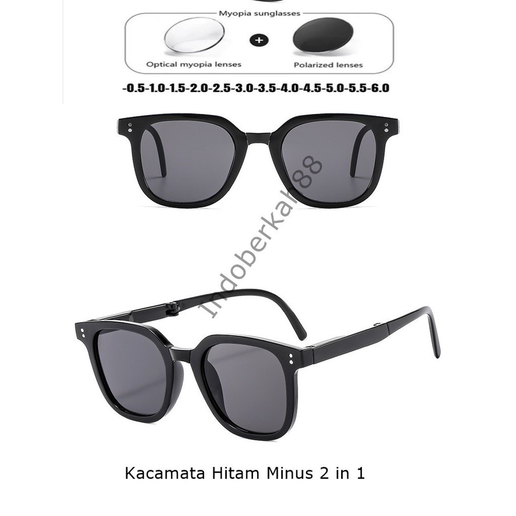 	 Kacamata Hitam Minus -1,-2,-3,-4,-5,-6 Fashion Korea Retro Anti Blue Light anti Radiasi Model untuk Pria dan Wanita XH Hitam Minus 3	