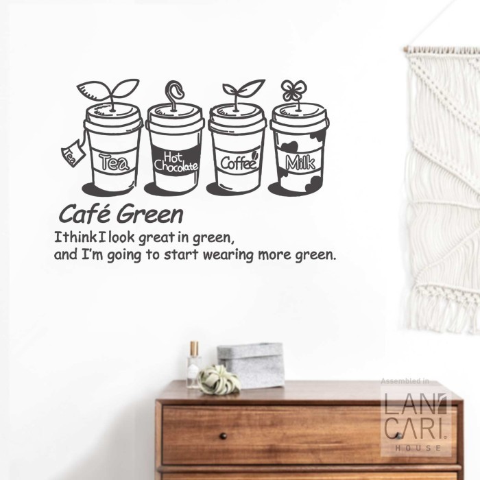 Sticker Cutting cafe Green Dekorasi Sticker Kaca dinding coffee shop