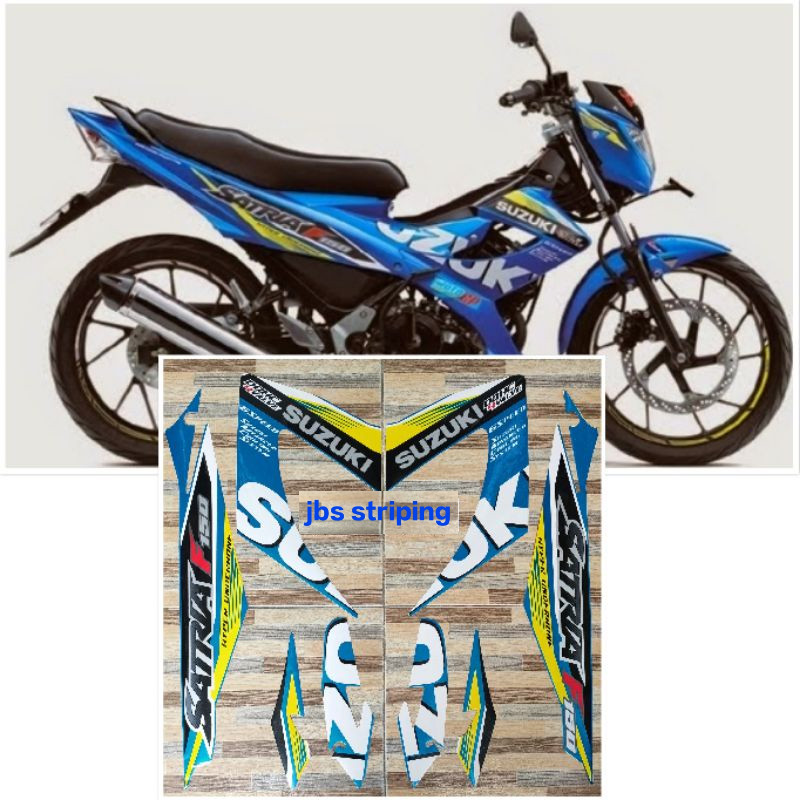Stiker satria f fu striping orginal Suzuki Satria F 150 SE biru kuning tahun 2015 2016